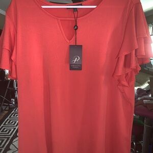 Adrianna Papell flutter sleeve top size XL in color salsa